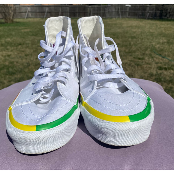 Vans SK8 Hi Tapered Rainbow Foxing True White Men's Skate Shoes Size 11 721356 - Picture 2 of 11